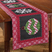 Candycanes And Snowflakes Quilted  Table Runner 54"