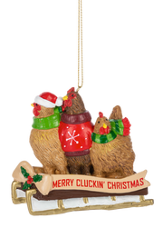 Merry Cluckin' Christmas Chicken Ornament
