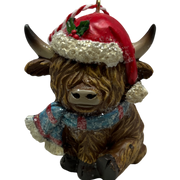 Festive Fiona Highland Cow Christmas Ornament