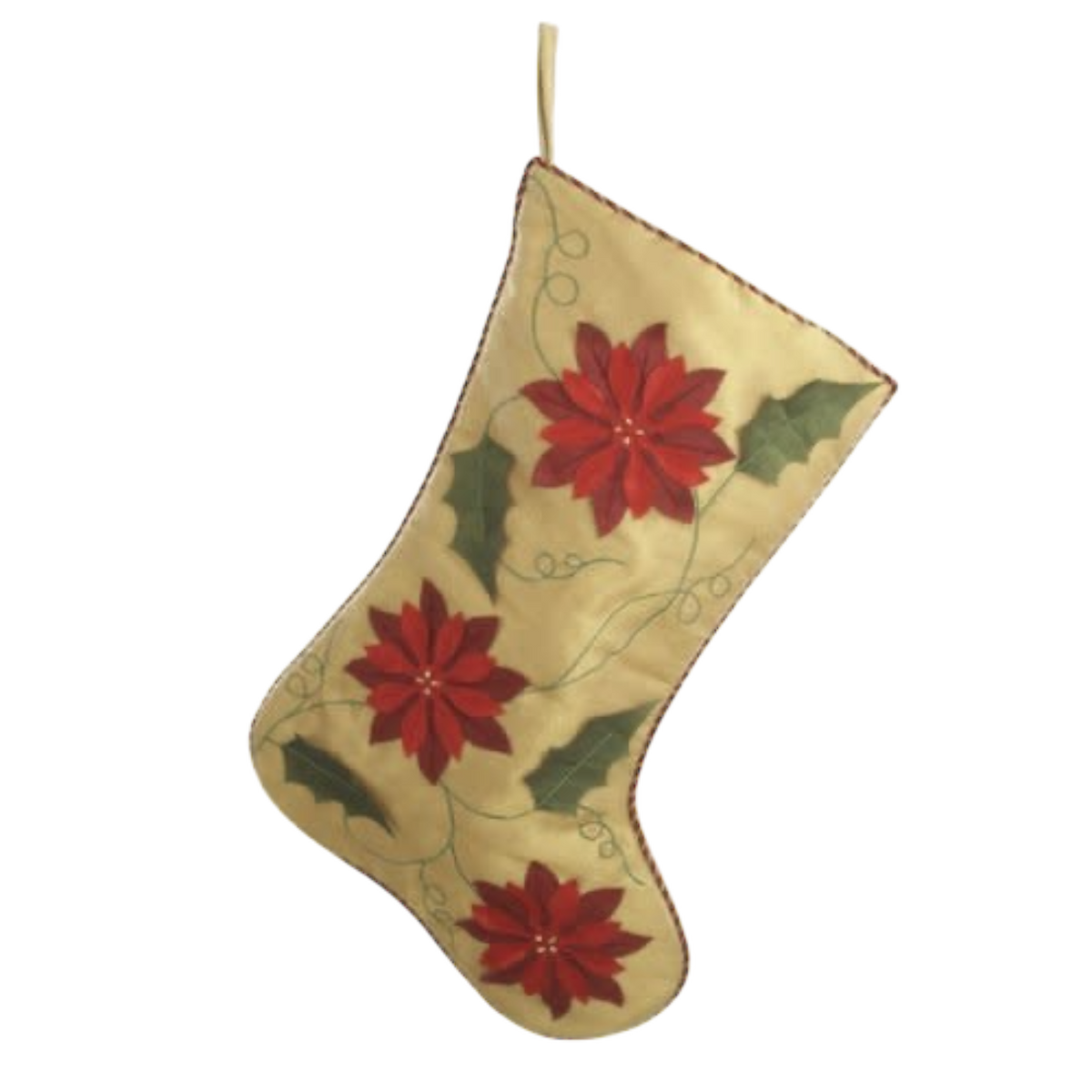 Gold Stocking With Poinsettia