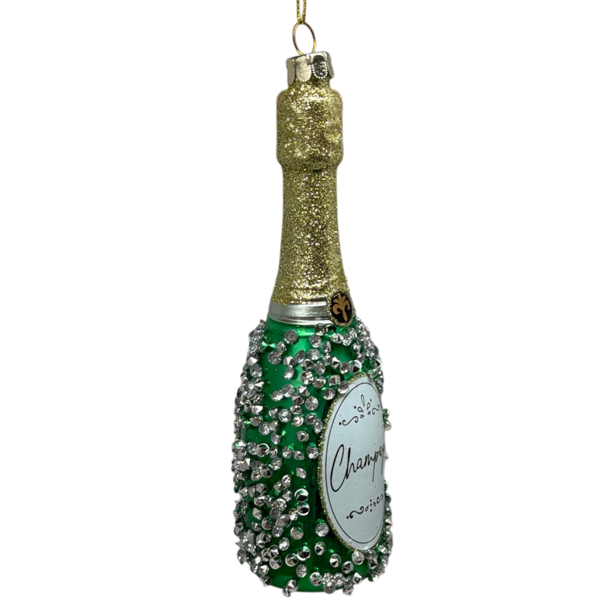 Champagne Bottle Glass Ornament