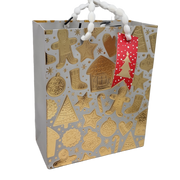 Gingerbread on Silver Gift Bag -