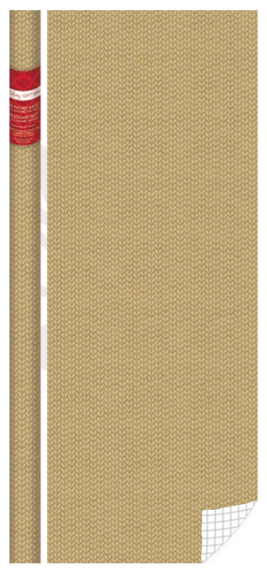 Foil Embossed Kraft Roll Wrap - 30" x 120" - Holly Leaves