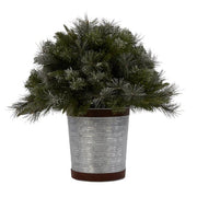 Pre-lit Flocked White Christmas Potted Bush