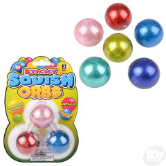 Squish Sticky Orb Metallic 1.6" Set of 3 (Sold Individually) by Homeportonline