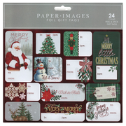 Foil Gift Tags – Traditional Holiday Collection (24-Count Red Foil)