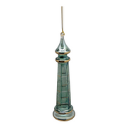 The Egyptian Glass Lighthouse Ornament - Beacon of Seafoam and Ocean Teal