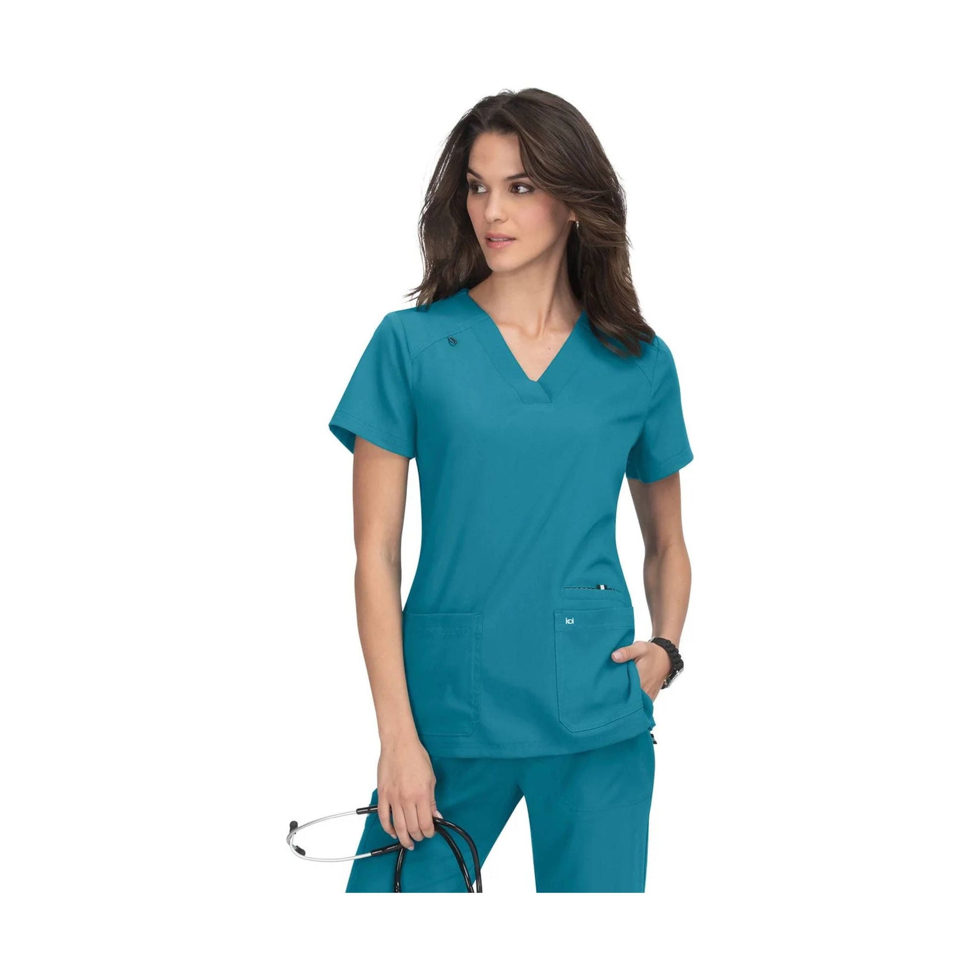 Koi Women's Hustle and Heart Scrub Top - Teal by Lenny's Shoe & Apparel