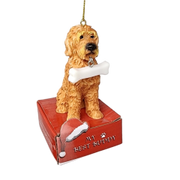 Red Goldendoodle with Bone Ornament