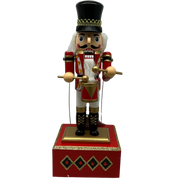 Wood Wind-Up Musical Nutcracker Figurine with Movement - Black Hat