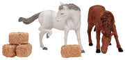 Feed The Horses - 2 horses and hay bales