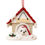 Ceramic Doghouse Ornament - Maltese