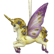 Purple Winged / Gold Mane Unicorn Ornament