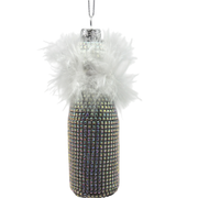 Bedazzled Wine Bottle  Glass Ornament