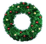 Tinsel Wreath with Colorful Ornaments - Green