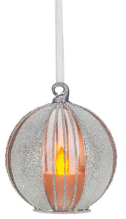 Silver Stripe Candle Glow Ornament