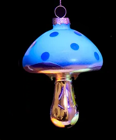 Purple  Glow-In-The-Dark Glass Mushroom Ornament