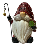 Holiday Gnome With Shepherds Hook Figurine
