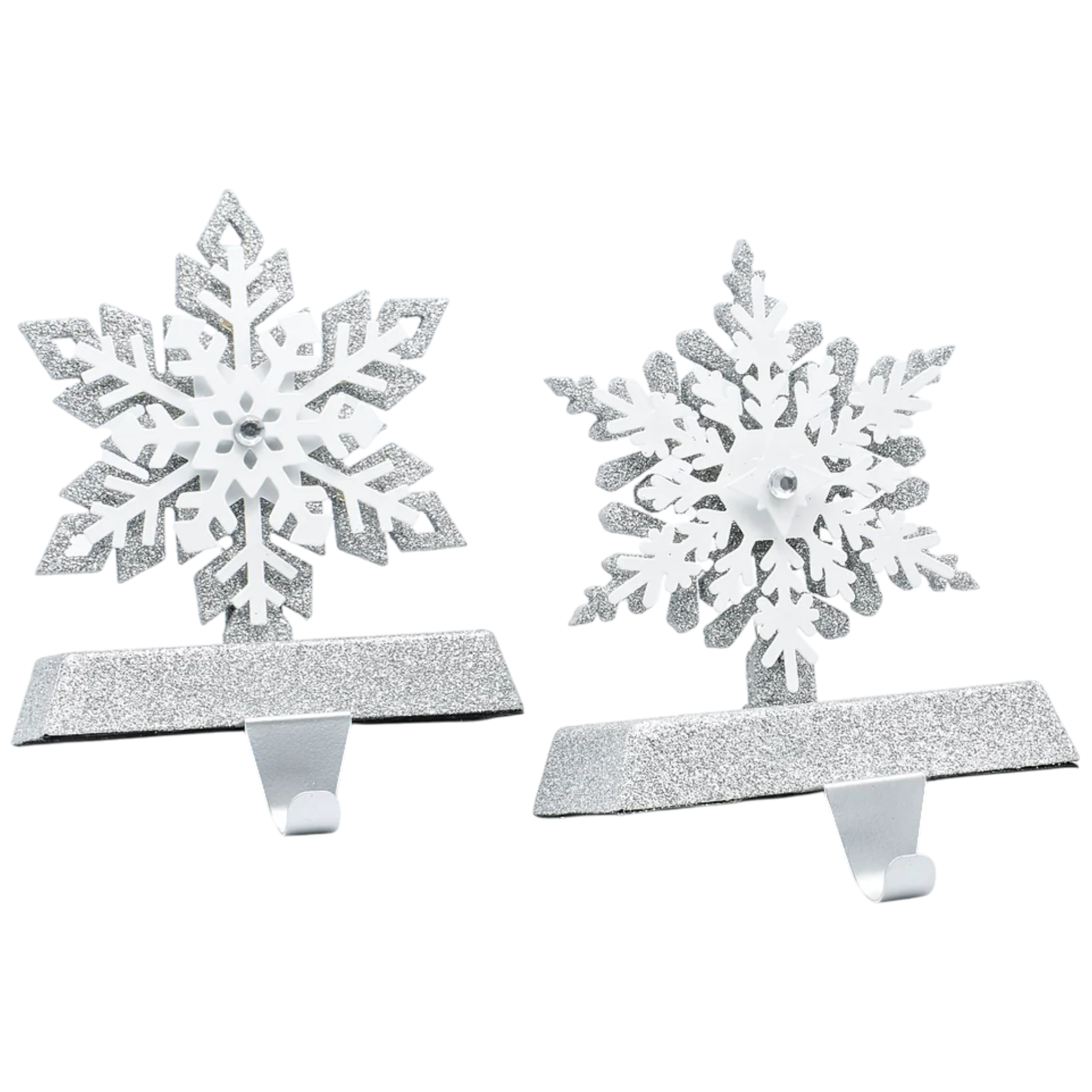 Lighted Snowflake Stocking Hanger - 2 Piece Set