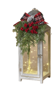 White Holiday Lantern B/O