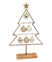 Goldtone Ornament-Accent Metal & Wood Tabletop Tree