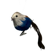 Holiday Bird Ornament - Blue With Brown
