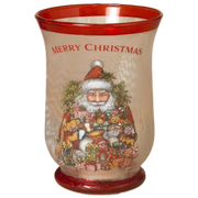 Frosted Glass Santa Hurricane Candleholder