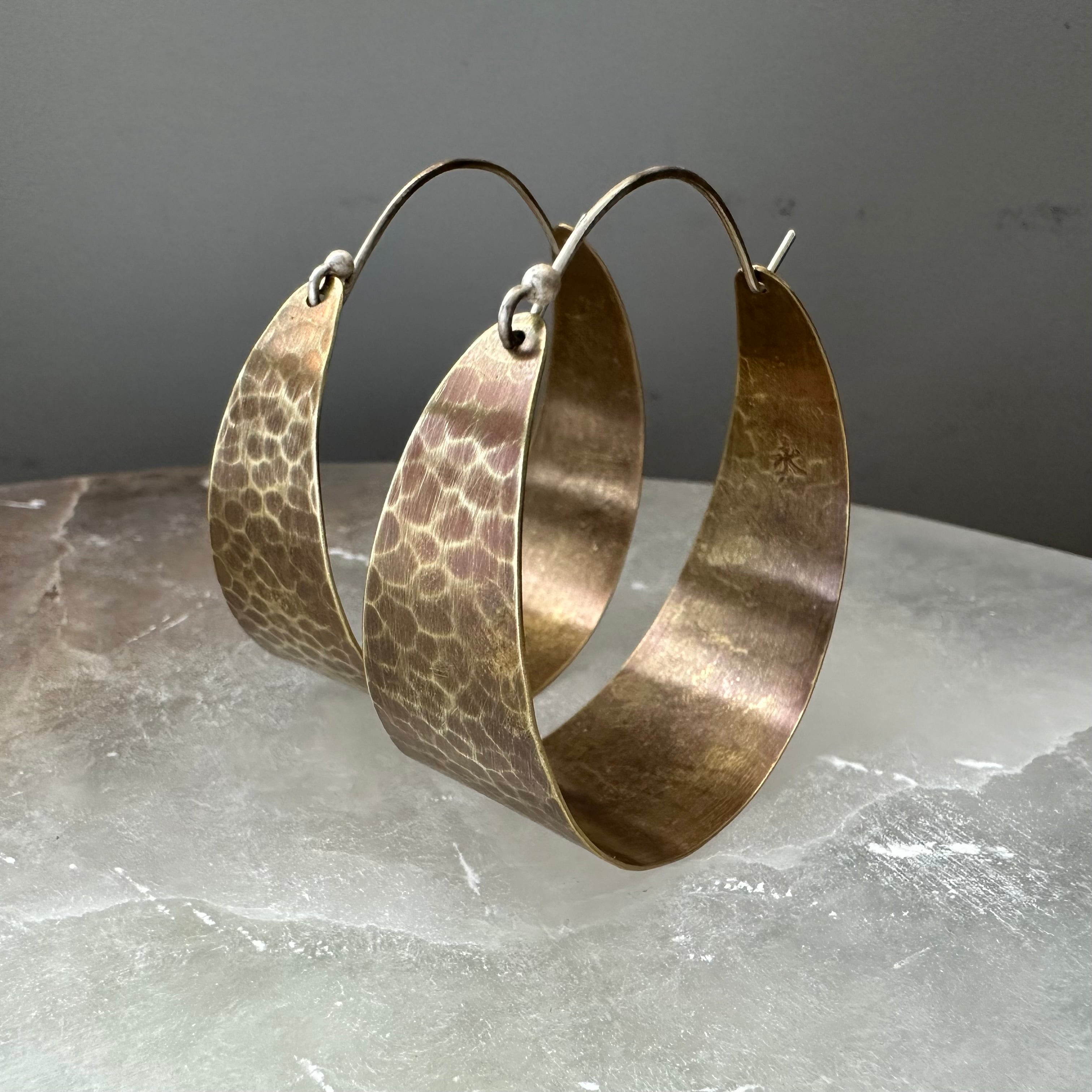 Brass Wide Hoop Earrings - 3 sizes