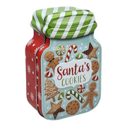 Jar Shaped Christmas Cookie Gift Tin -  Santa's Cookies
