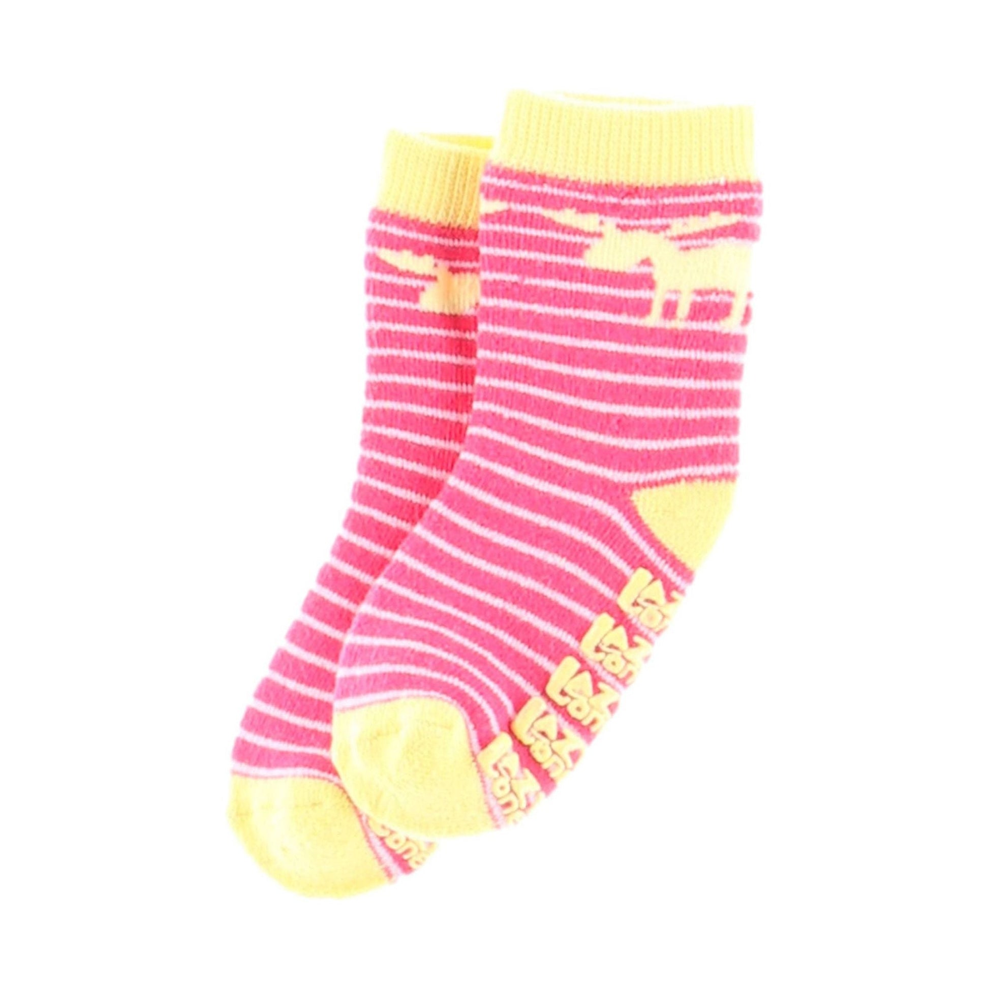 Lazy One Moose Stripe Infant Sock - Pink/Yellow by Lenny's Shoe & Apparel