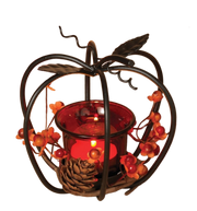 Metal Apple with Glass Candle Holder