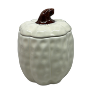 Covered Ceramic Pumpkin Jar Wax Candle - Cream