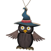 The Whimsical Wizard Owl Wooden Ornament
