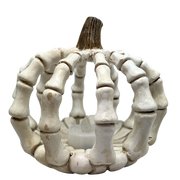 Lighted Resin Halloween Skeleton Pumpkin - Wide