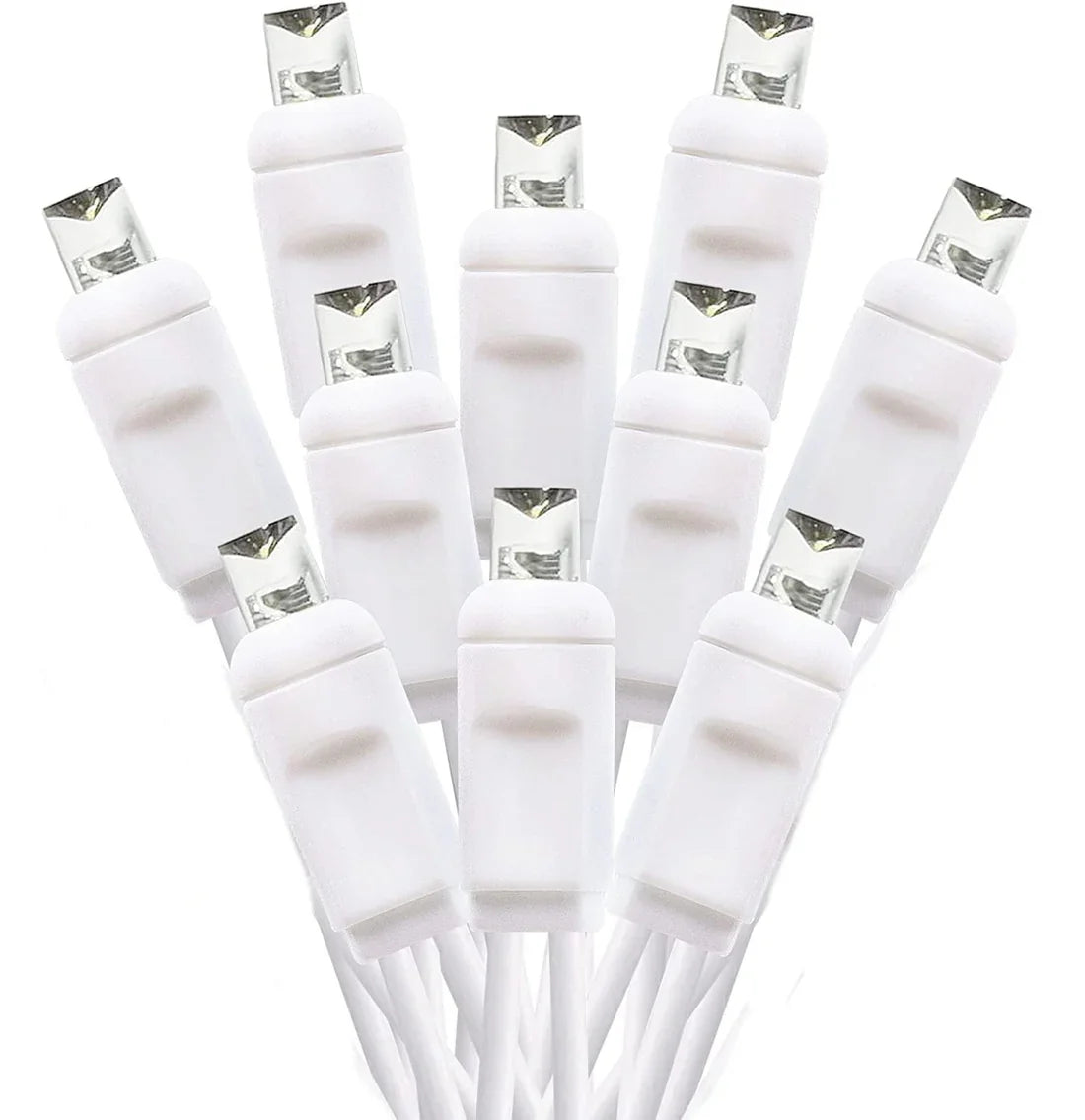 String Lights Cord 10 Mini LED Bulbs White Wire by Homeportonline