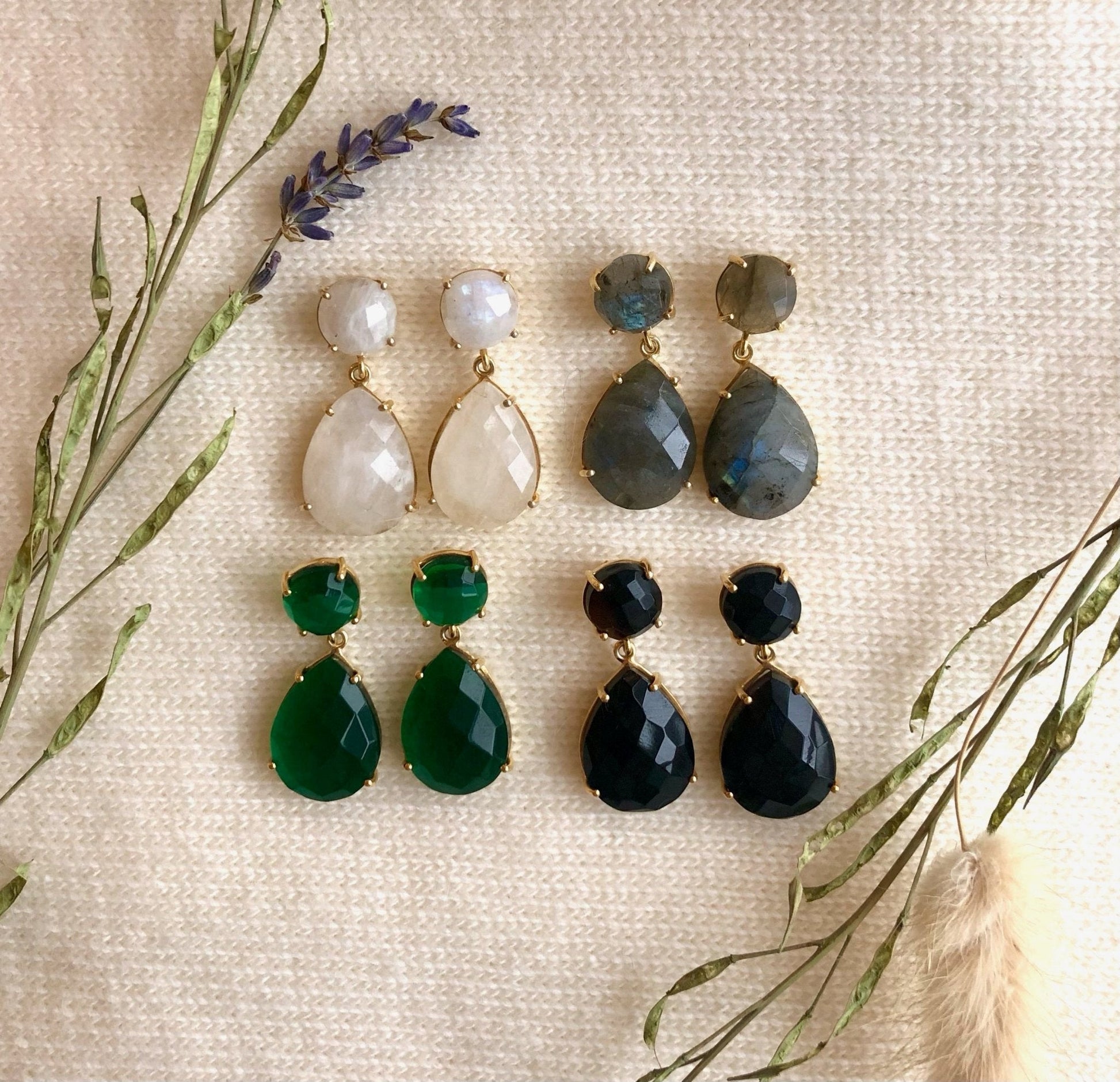 Lennox Earrings | Rainbow Moonstone by elliparr