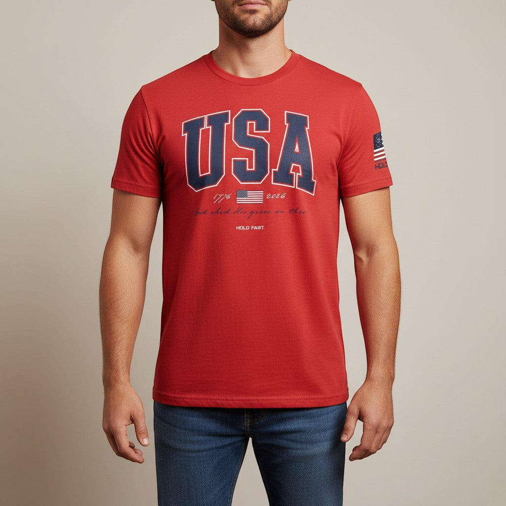 Hold Fast USA Strong Red T-Shirt -