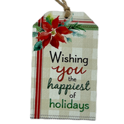 Wooden Plaid Gift Tag Ornament - Wishing You