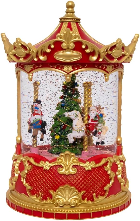 Battery Operated Lighted USB Carousel & Swirling Glitter Lantern