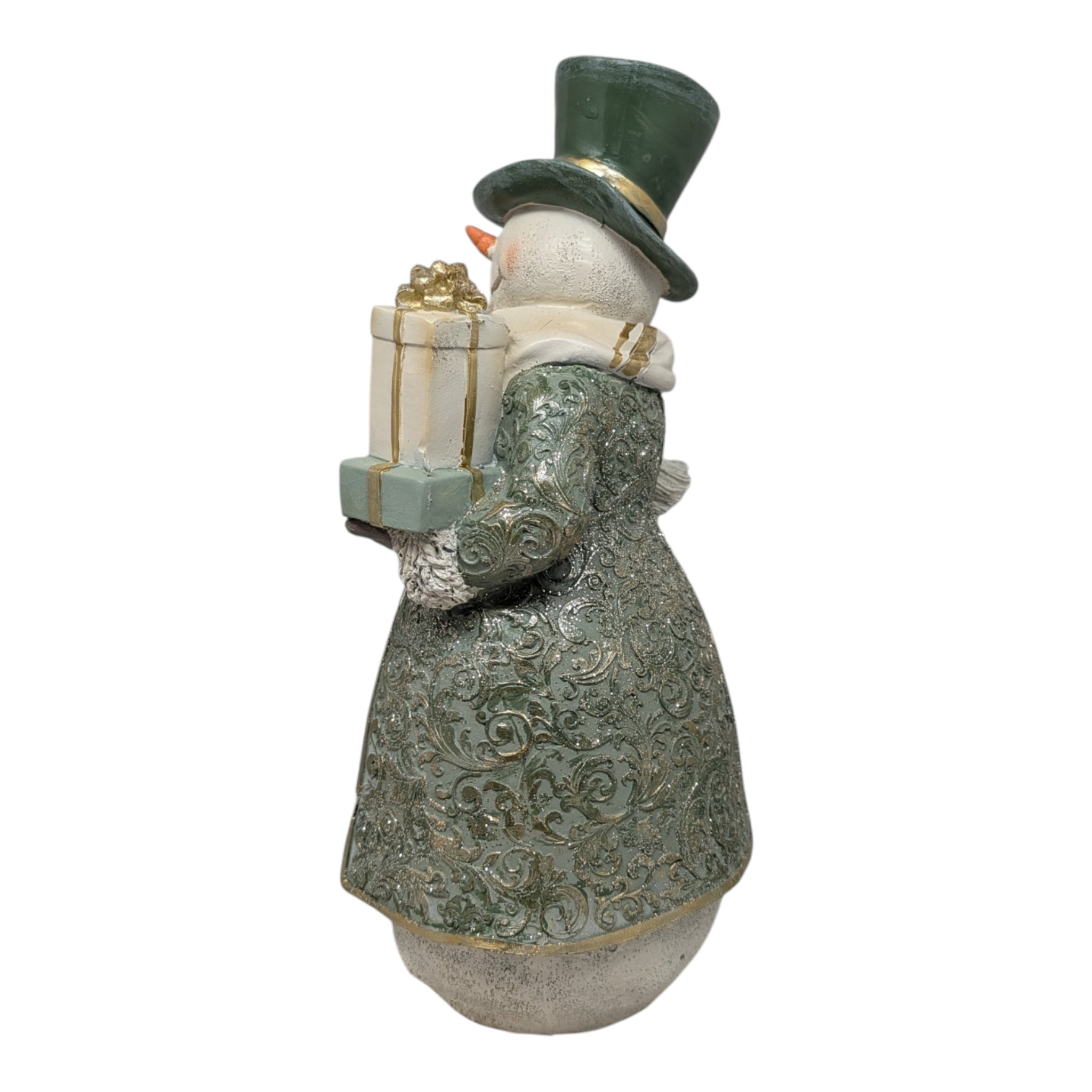 Elegant Snowman with Gifts Resin Figurine