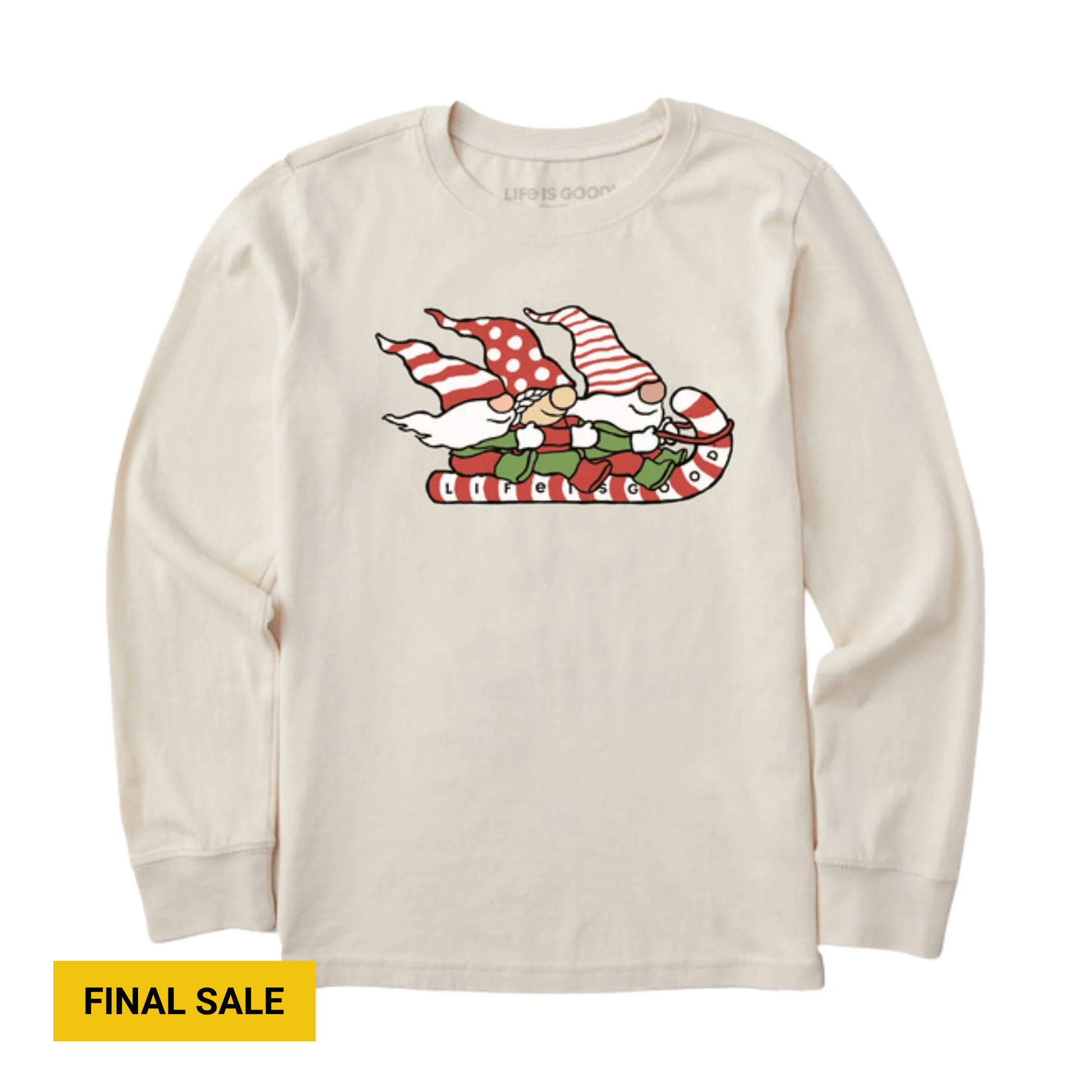 Life Is Good Kids' Toboggan Ride Long Sleeve Crusher Tee - Putty White by Lenny's Shoe & Apparel