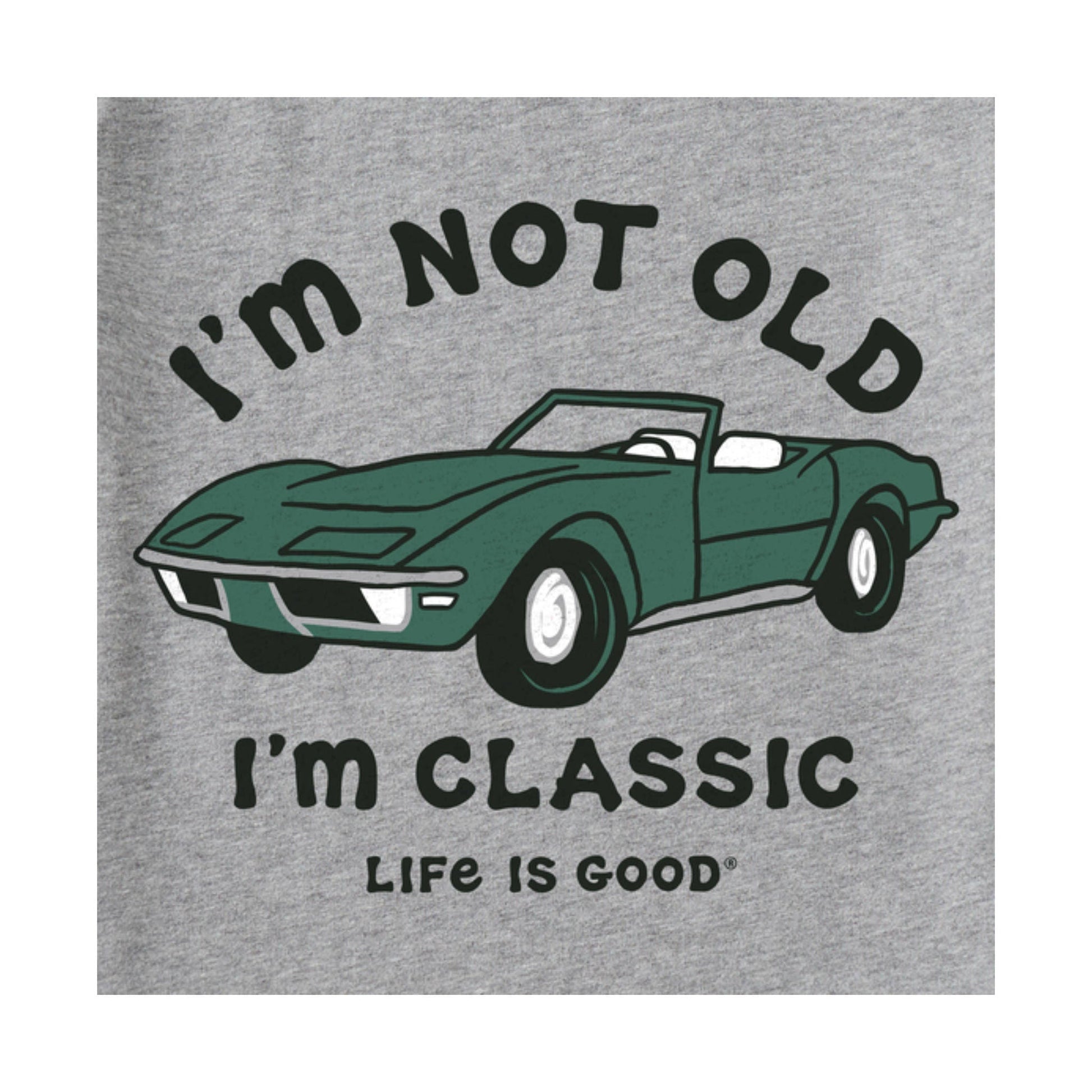 Life Is Good Men's I'm Not Old Sports Car Short Sleeve Tee - Heather Gray by Lenny's Shoe & Apparel