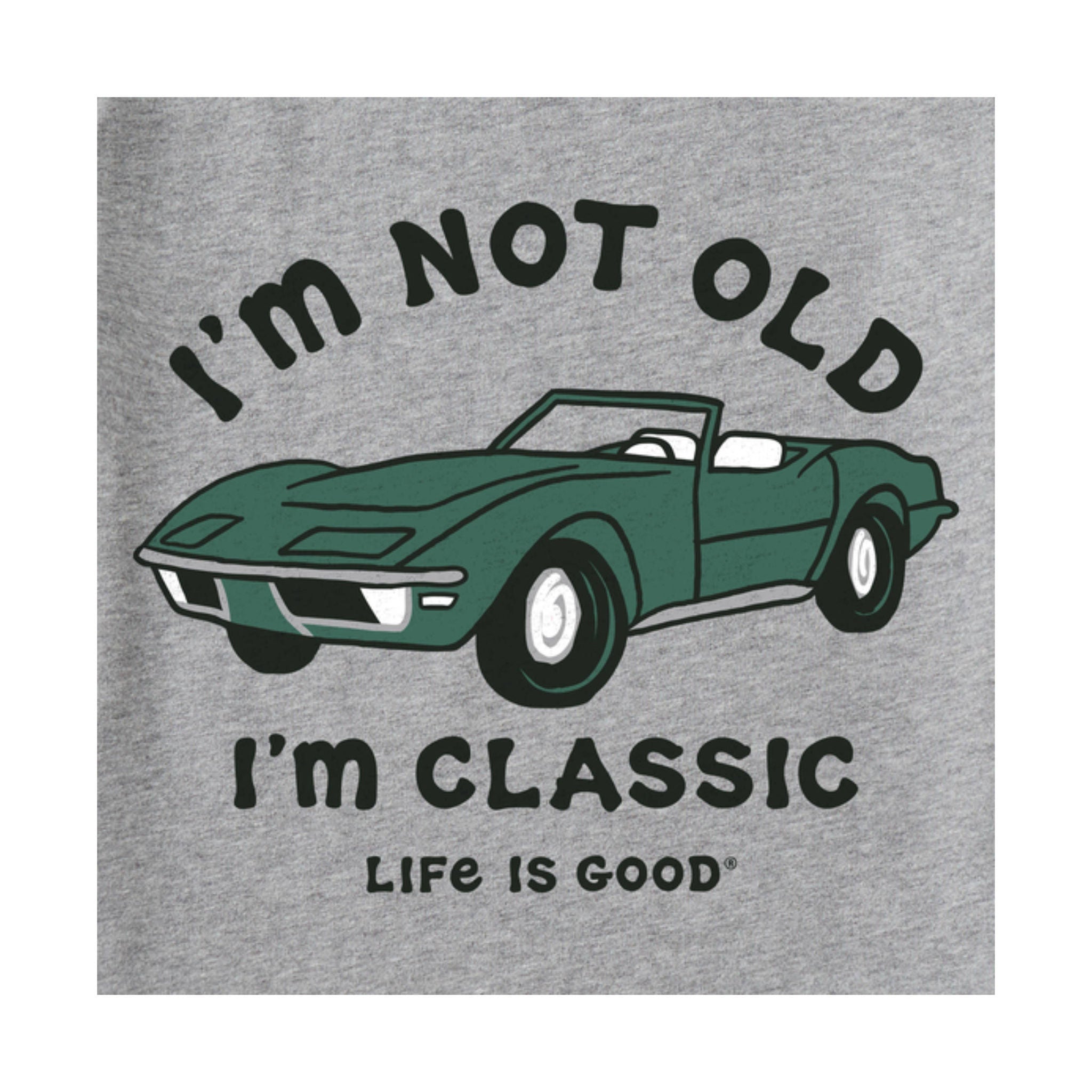 Life Is Good Men's I'm Not Old Sports Car Short Sleeve Tee - Heather Gray by Lenny's Shoe & Apparel