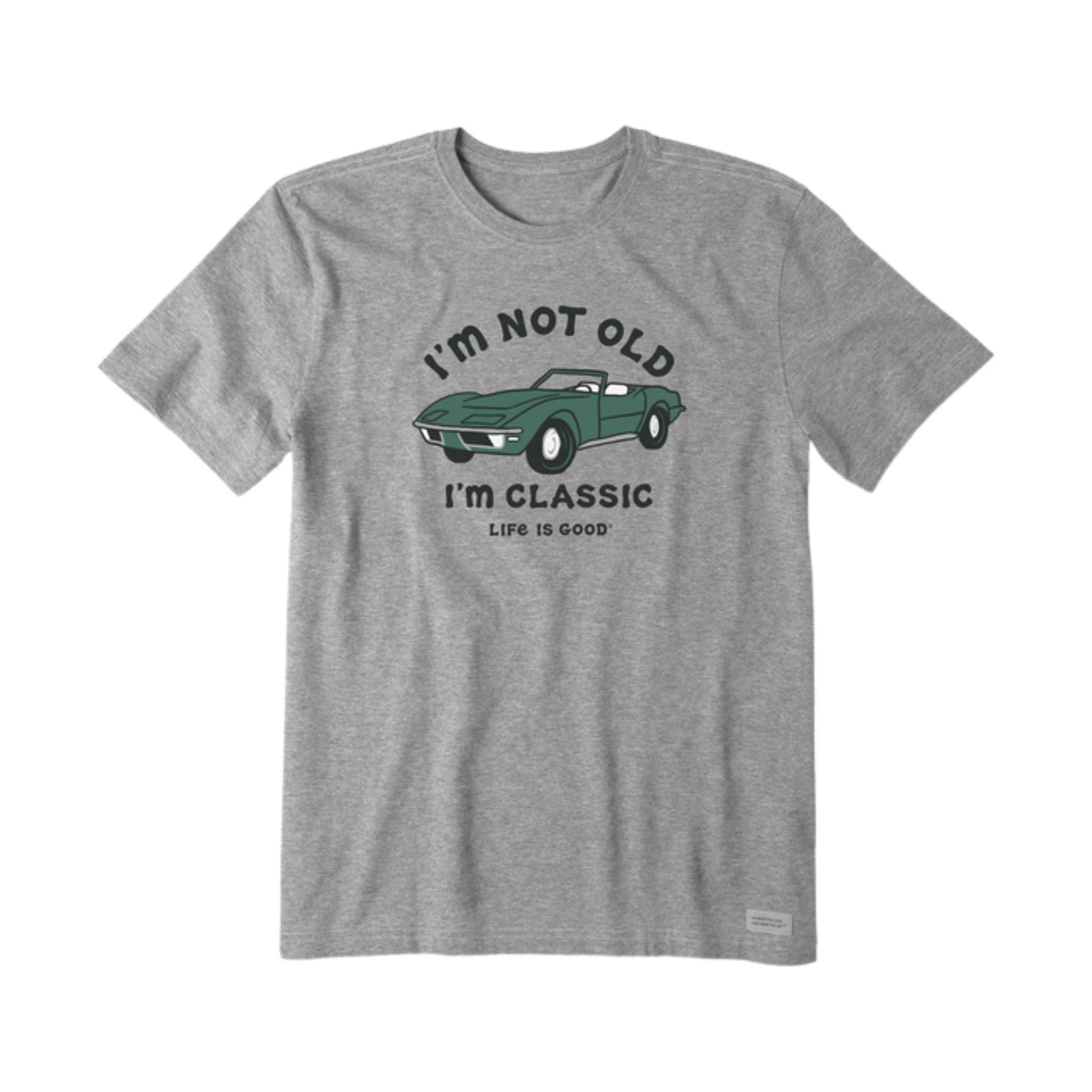 Life Is Good Men's I'm Not Old Sports Car Short Sleeve Tee - Heather Gray by Lenny's Shoe & Apparel