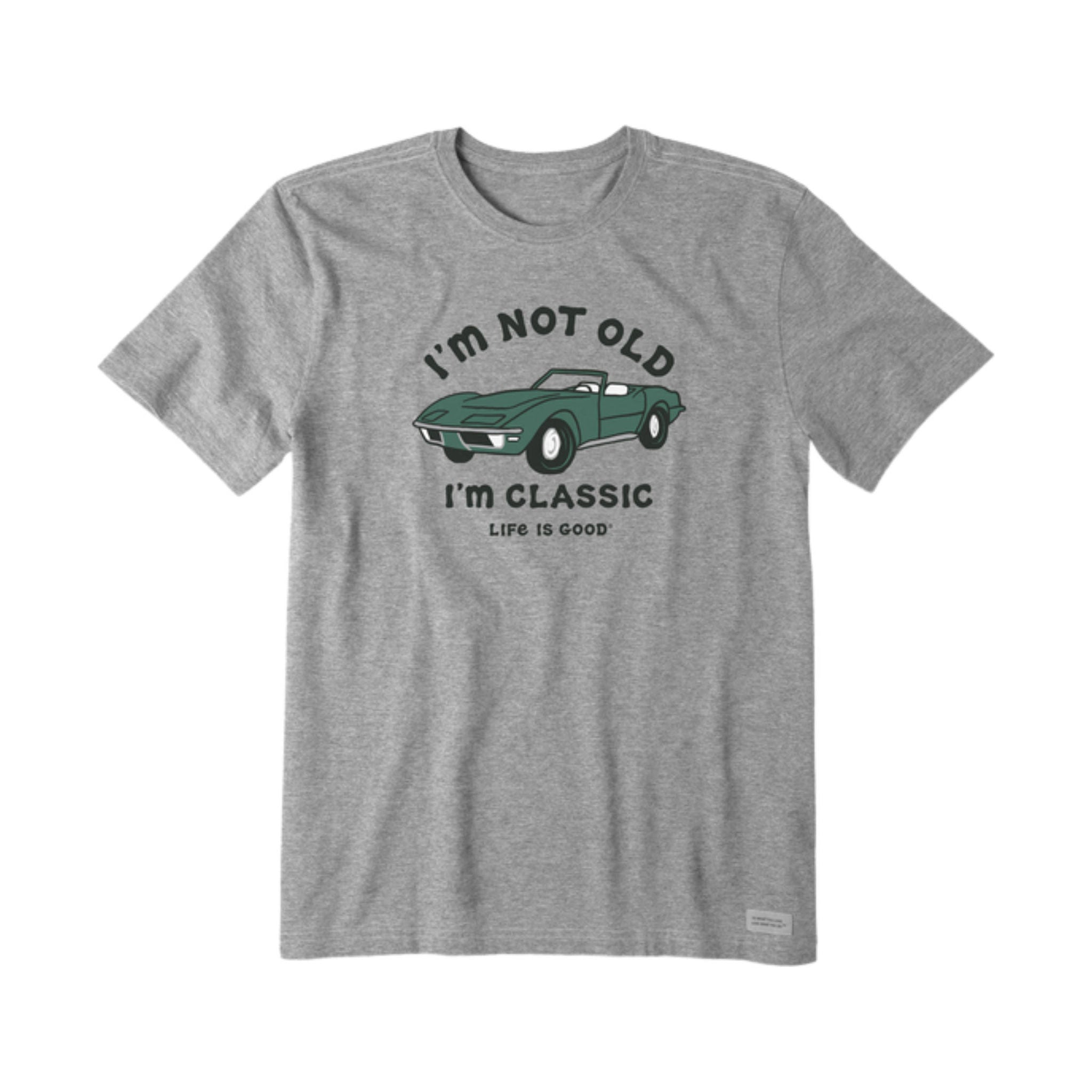 Life Is Good Men's I'm Not Old Sports Car Short Sleeve Tee - Heather Gray by Lenny's Shoe & Apparel