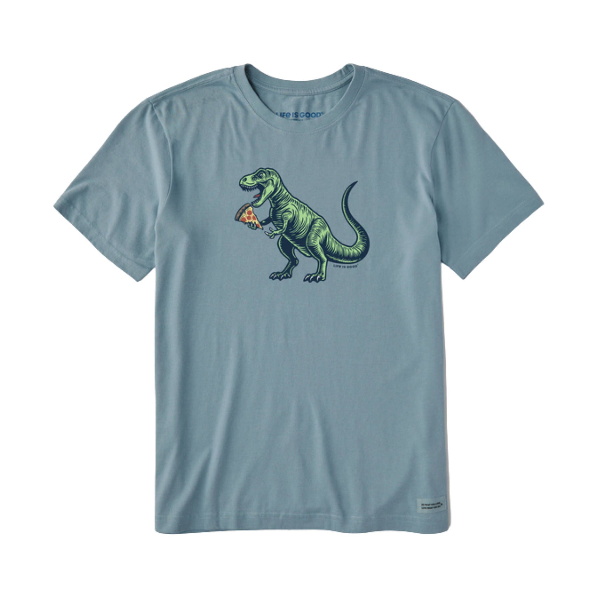 Life Is Good Men's Snack Attack T Rex Crusher LITE Tee - Smokey Blue by Lenny's Shoe & Apparel