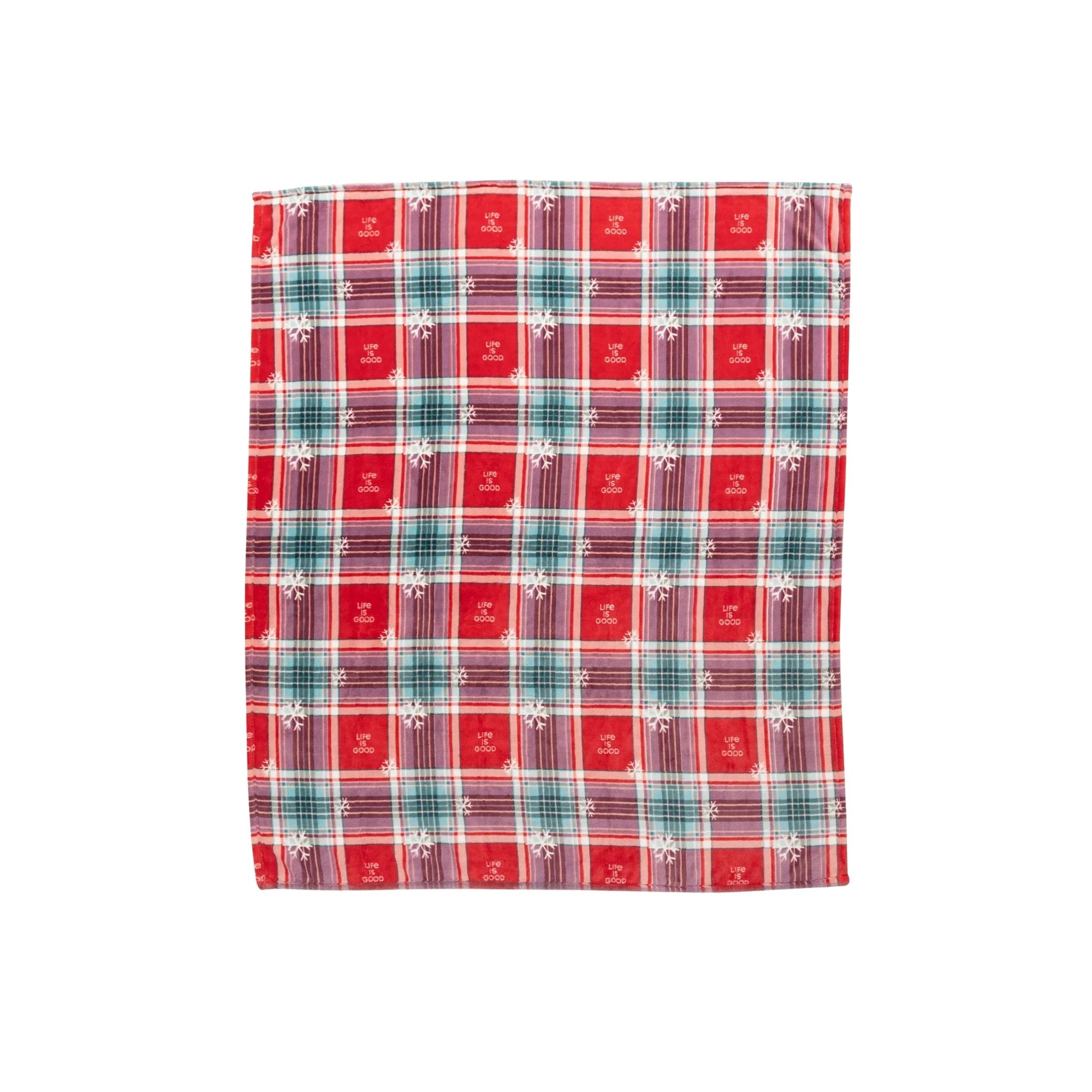 Life Is Good Snowflake Plaid Plush Throw Blanket - Adirondack Red by Lenny's Shoe & Apparel