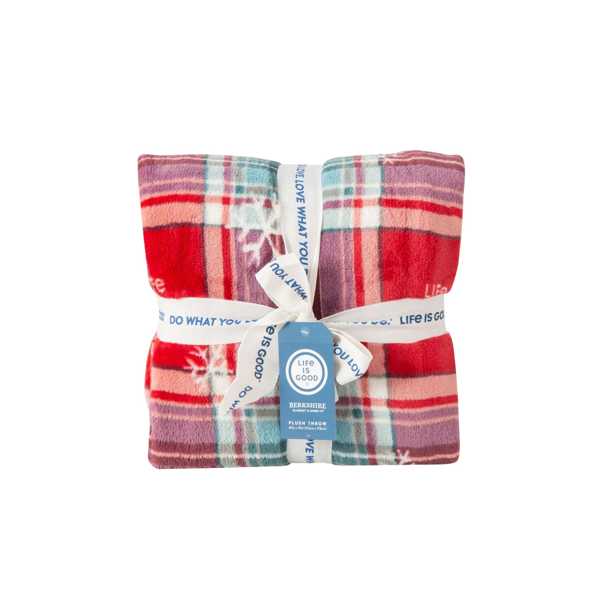 Life Is Good Snowflake Plaid Plush Throw Blanket - Adirondack Red by Lenny's Shoe & Apparel