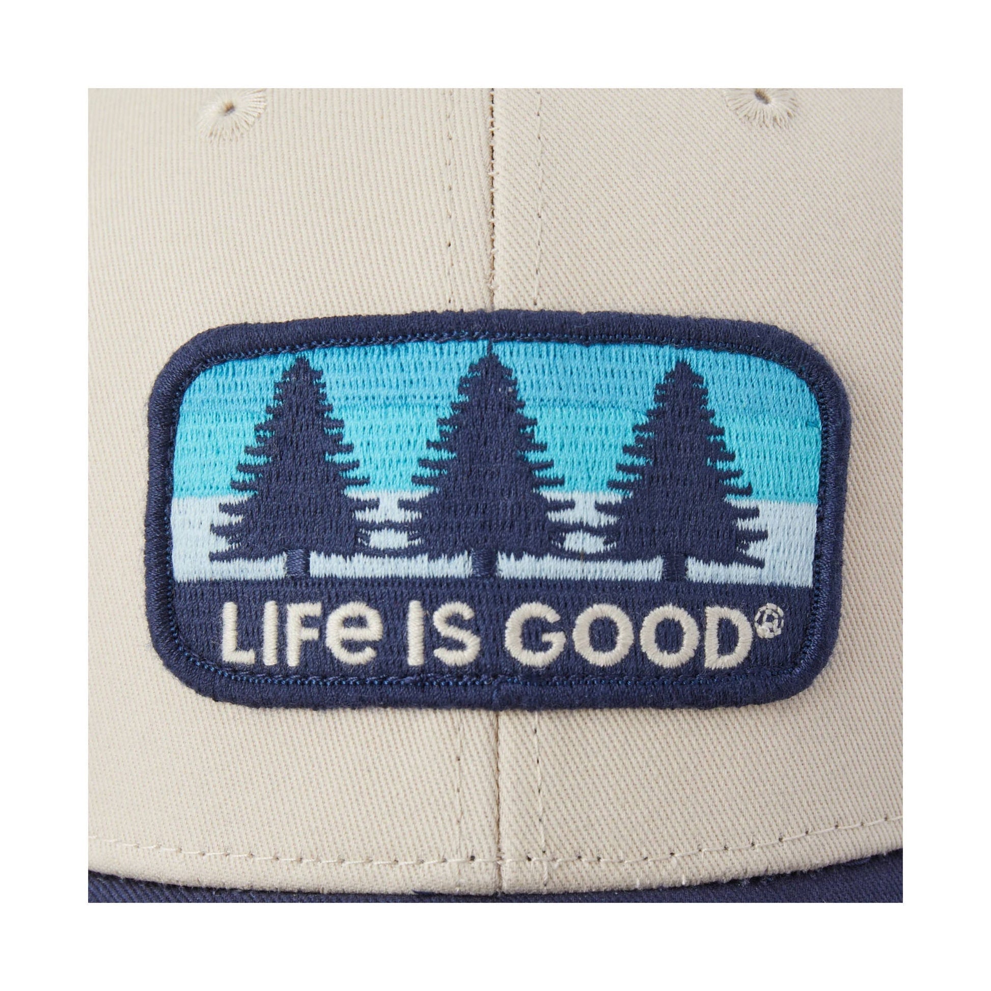 Life Is Good Three Pines Patch Trucker Hat - Birch White by Lenny's Shoe & Apparel