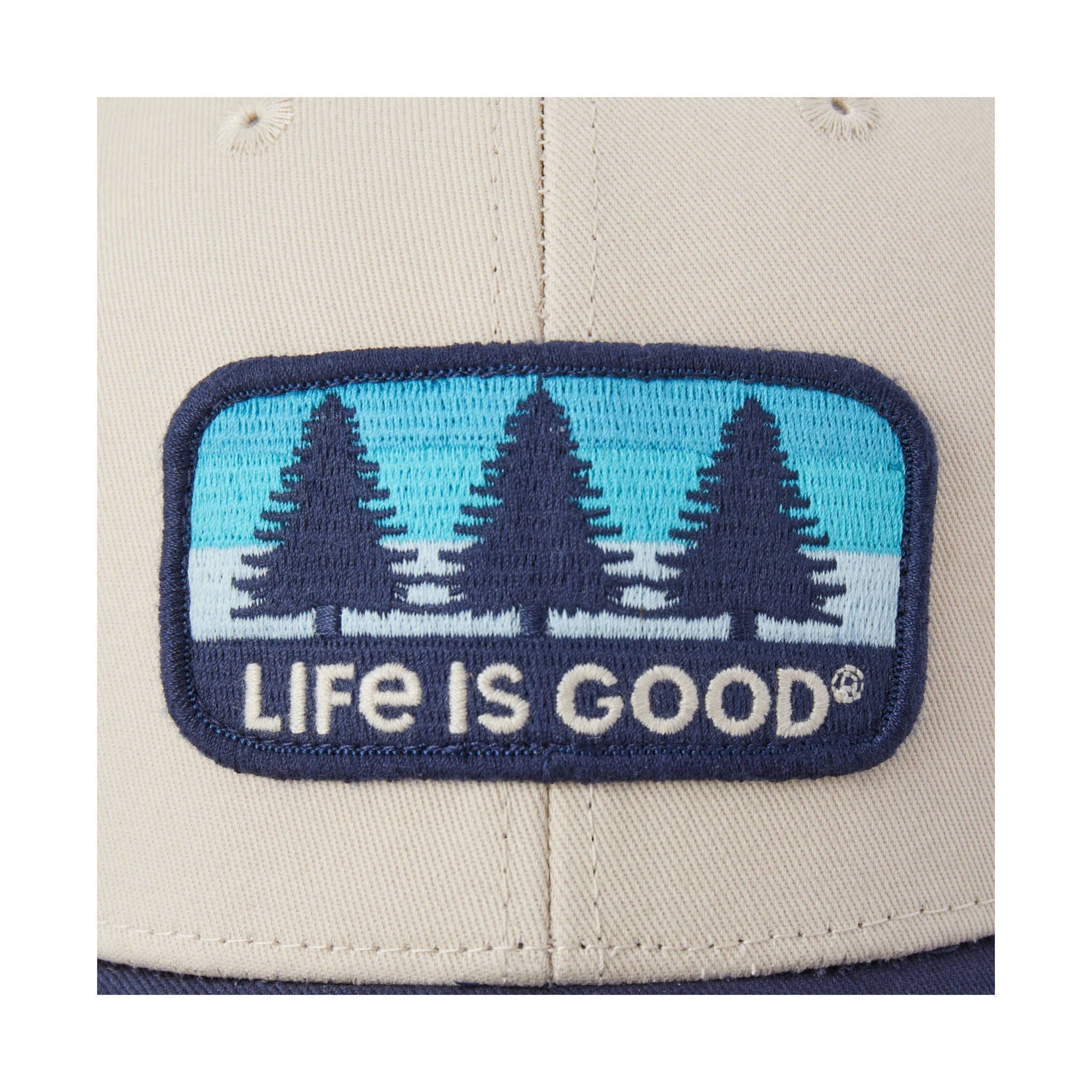 Life Is Good Three Pines Patch Trucker Hat - Birch White by Lenny's Shoe & Apparel